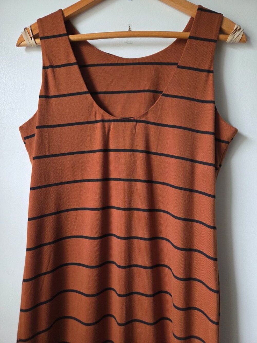EUC SOUTHERN GRACE & ROSE BROWN BLACK STRIPED SLEEVELESS MAXI DRESS SIZE M - Picture 4 of 13
